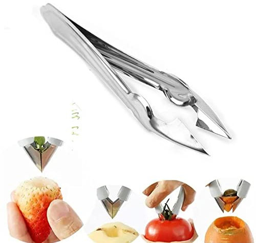 ZXCVWWE Strumento per rimuovere lo stelo della fragola, per tagliare pomodori, patate, ananas, carote, utensili da cucina, pinzette, pelapatate, utensili per frutta e verdura