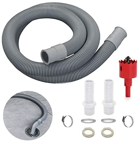 Amindz Regentonnen Verbindungsset inkl100cm Verbindungsschlauch und 2 Schlauchstutzen 20mm mit Kontermutter, Regentonnenverbindung für Fallrohr Regensammler Regenwasser-Tonnen