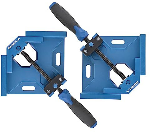 Gunpla Jeu de 2 Pinces à Angle Droit pour Travail du Bois, Pince d'Angle 90 Degrés Étau Pivotant en Alliage Aluminium Mâchoire Réglable Outils Durables pour Assemblage de Meubles Armoires