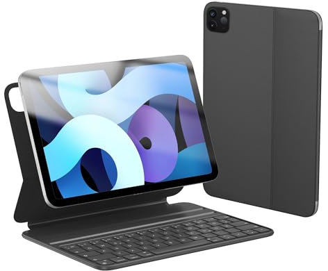 HOU iPad Air 5. Gen 2022 Tastatur, Pro 11-Zoll (4./3./2./1st), Air 4. Gehäuse, Folio Mit Magnetaufladung, Ultra Slim, QWERTZ-Layout, Schwarz