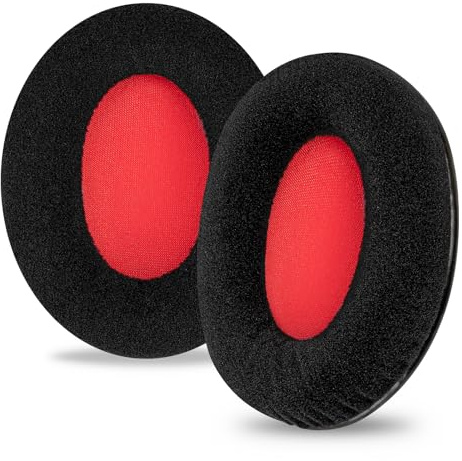 Linkidea Utbytbara öronkuddar för HyperX Cloud Stinger/Flight/X/II/III/Alpha/Core/Mix (Velour/Svart Röd)