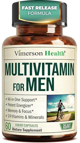 Multivitamin for Men with Vitamins and Minerals for Energy, Focus and Immune Health – Premium Daily Mens Multivitamins & Multiminerals – 60 Liquid Capsules