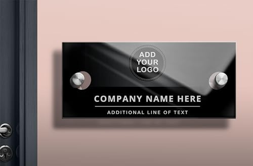Letrero Acrílico Personalizable para Puerta y Pared | Placa Metacrilato con Logotipo y Texto | Cartel Horario para Oficina, Clínica y Despacho | Señalización Resistente al Exterior (Estilo 2)