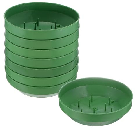 M METERXITY 8-Pack Floral Centerpiece Trays, 5.51 Inch Plastic Bowl Flower Arrangement Base for Table/Party/Wedding Decor, Round Flower Foam Holder Box [Green]