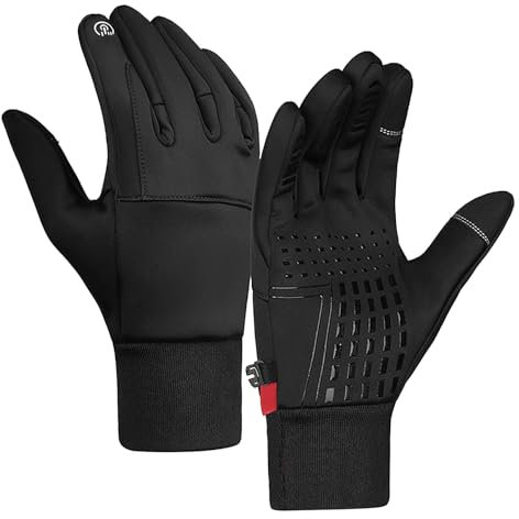 Handschuhe Winter Thermo Skihandschuhe Touchscreen Schnee Frauen Menthermal Winter Fahrradhandschuhe Bildschirm Perfekt für Radfahren Laufen Fahren Gehen und SMS Handschuhe Fäustlinge (Schwarz, L)