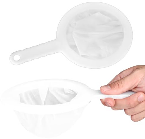 Tenbrachian 2 Stück Sieb Feines, 200/400 Mesh Feinsieb, Kunststoff Nylon Netzsieb mit Griff, Kleines Ultrafeines Küchensieb Filter für Saft Milch Passier