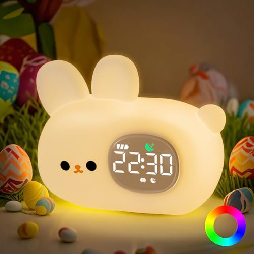 Bunny Kids Alarm Clock with Night Light, OK to Wake Clock for Toddler