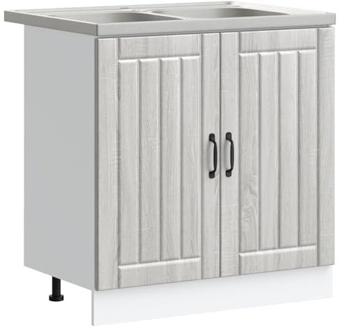 vidaXL Mobile per Lavabo Moderno Grigio Sonoma Legno ingegnerizzato Piedini Regolabili Ampio Spazio di archiviazione unità Base per Cucina