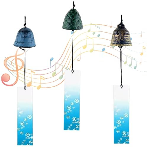 SDGBCXD Carillons éoliens, Carillon éolien Japonais 3 pièces for Jardin 16 Pouces Carillons éoliens Japonais Vintage