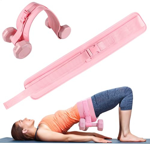 Hip Thrust Bälte, höftbälte för hantlar, viktbälte för extra vikt, justerbart viktbälte för höftövningar, Glute Bridge, Plank, viktbelastningsbälte för hantlar och kettlebells, rosa