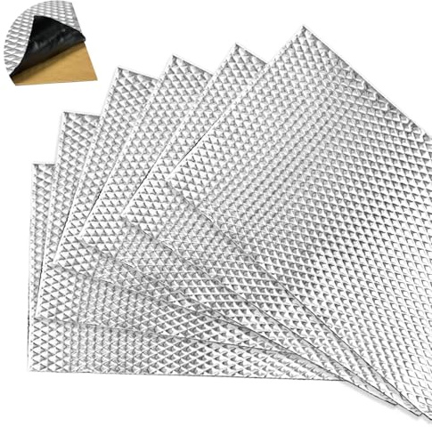 Alubutyl Isolamento Acustico 2 mm 6 Pezzi Pannello Isolante Autoadesivo 40 x 25 cm Tappetino Anti-Rumore per Auto Isolamento Sonoro Efficace e Isolamento Veicolo