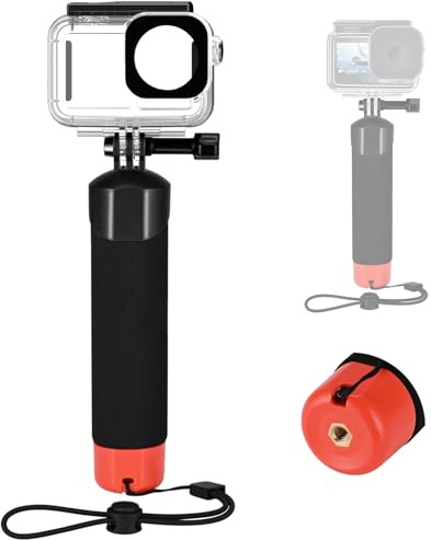 Waterproof Case + Floating Handle Grip for DJI Osmo Action 5 Pro/4/3 | Underwater Stick/Protective Housing Shell/Diving Accessories Kit for Scuba, Snorkeling, Water Shooting