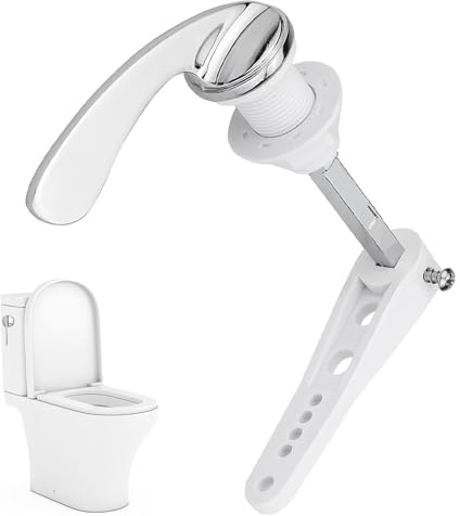 Hiuyavy Toilet Flush Handle, Replacement Flush Lever Kit, Chrome Plated Replacement Toilet Tank Handle for Bathroom Cisterns(Silver)