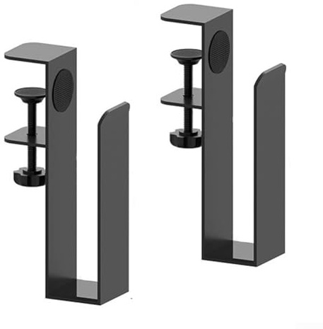 Gdfnmogo Soporte lateral ajustable para computadora portátil para escritorios de borde plano, soporte de almacenamiento de metal para laptop con soporte de clip, se adapta a 0.3 a 2.36 pulgadas T