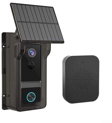 Trådlös dörrkamera för Tuya-system med solskydd, intelligent rörelsedetektion, videointercom, IP65 vattentät för säkerhet vid ytterdörren