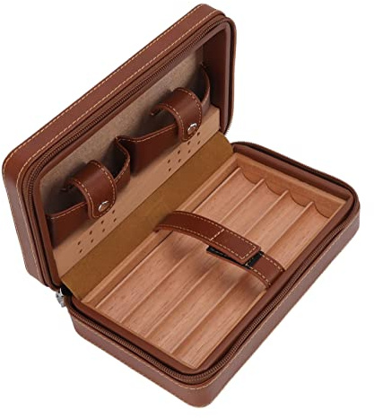 HEEPDD Custodia Humidor per Sigari, Scatola per Sigari da Viaggio in Pelle per 4 e Accessori, Perfetta per le necessità Quotidiane di Uomini e Donne in Movimento
