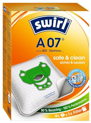 Swirl Staubsaugerbeutel A07 / A 07 MicroPor Plus AirSpace kompatibel mit AEG Staubsauger Gr. 28