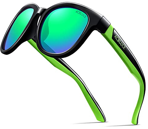 ACBLUCE Sunglasses for Kids Boys Girls Youth Child Polarized Sport Baseball Cycling Running Beach Green Glasses for Age 6 7 8 9 10 11 12