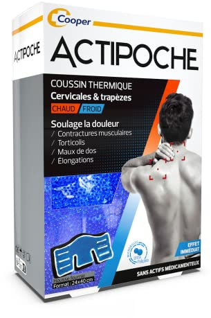 ACTIPOCHE - Coussin thermique - Thermothérapie - Contractures musculaires et douleurs articulaires - Cervicales et trapèzes - Microbilles - 1 unité