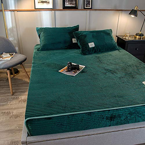HAIBA Spannbettlaken 150x200cm Coral Fleece Spannbetttuch Green Mikrofaser Laken Spannleintuch Leintuch für bis 25-30 cm Matraze