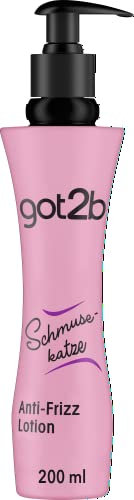 got2b Lotion anti-frisottis chat (200 ml), lotion coiffante pour des coiffures souples, dompte les cheveux et donne une sensation de douceur soyeuse