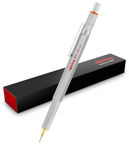 rOtring 800 Premium Mechanical Pencil | 0.5mm | Silver Metal Barrel | Non-Slip Knurled Grip | Unique Twist & Click Action | Gift Boxed