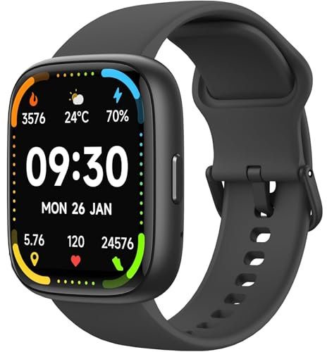 Montre Connectée Smartwatch Alexa intégré Répondre et émettre des appels, Bracelet connecté 1,83HD Montre intelligente Femme/Homme Etanche IP68 Tracker 100+ Modes Sportifs Fréquence cardiaque (Noir)