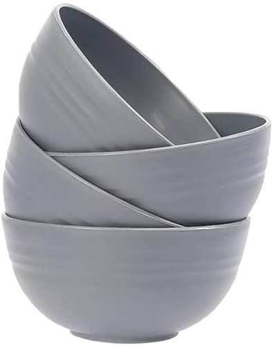 MaoMaoCha Unbreakable Cereal Bowls Set of 4, 24 oz Plastic Salad Bowls, Dishwasher & Microwave Safe, Lightweight Reusable Bowl for Rice Noodle Soup Snack Salad Fruit (Gray)