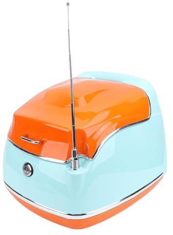 Fockety Moto Top Case, 38L Rétro Moto Transporteur avec Dossier Souple, de Verrouillage, de la clé, de la Boîte Supérieure étanche Moto Coffre Bagages Boîte de Queue pour Casque Gants (Blue)