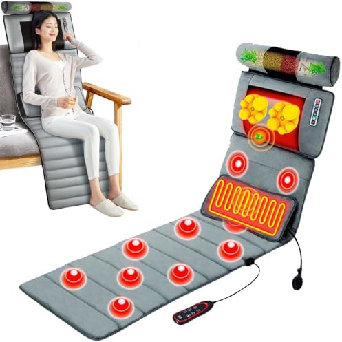 GHCCDAM Sedile Massaggiante con Calore, 20 Teste, Vibrante, per Alleviare Il Dolore alla Schiena E alle Gambe, Cuscino Massaggiante con 10 Motori a Vibrazione per Schiena E Collo