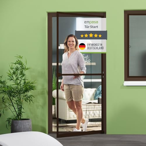 empasa Insektenschutz Fliegengitter Tür mit Alurahmen START individuell zuschneidbar, als Selbstbausatz, Farbe: braun, Größe: 120 x 240 cm