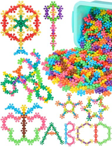 NiToy Ensemble de 600 pièces de blocs de construction arc-en-ciel avec boîte de rangement, 9 couleurs