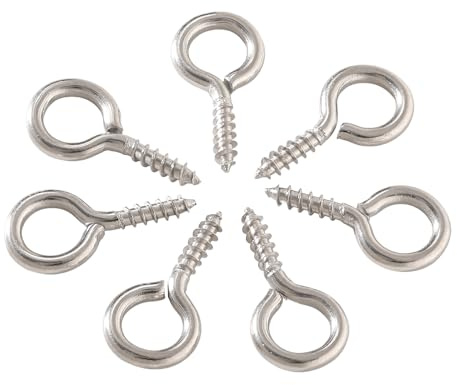 nidczec Eye Screws 100PCS 1 Inch,Heavy Duty Screw Eye Hooks, Self Tapping Eye Bolts for Wood,Eyelet Screws for DIY Arts & Crafts Project,Indoor & Outdoor for Hanging Artwork