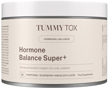 Tummy Tox Hormone Balance Super+, Mio-Inositol en Polvo 2000 mg con Shilajit, Ashwagandha, Magnesio, Zinc, Maca, Yodo, Biotina y Folato, para Controlar el Ciclo, las Hormonas y el Peso, 210 g