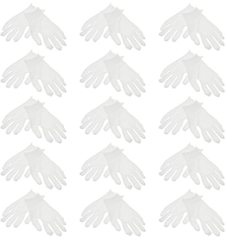 ibasenice 15 Pares Guantes Hidratantes de Algodón Blanco 21 Cm, Talla L Medio Grosor, para Cuidado de Manos Secas, Uso Nocturno y Diario en Rutinas de Hidratación y Protección