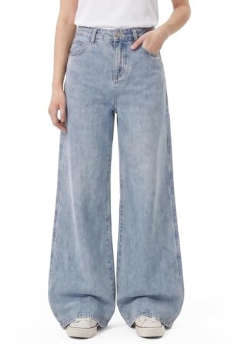 Supcomsta Wide Leg Jeans for Women Baggy Jeans Loose Fit Denim Pants with Multiple Pockets for Travel Work Daily wear