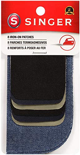 SINGER Denim & Twill Iron-On Patches Combo, 8pc Assorted