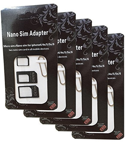 DZYDZR 5-Pack 4 in 1 SIM Card Adapter Kit - Nano to Micro, Nano to Regular, Micro to Regular with SIM Extractor