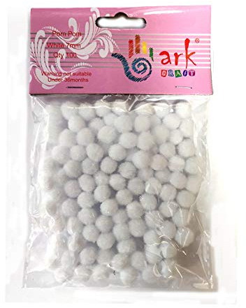 ArkCRAFT - Pompones blancos de 7 mm, paquete de 100 unidades