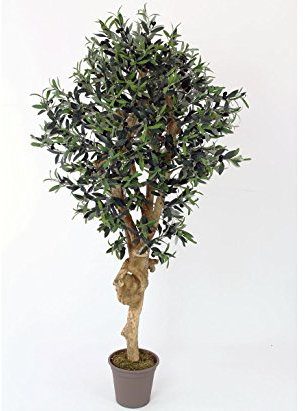 konstväxt-Discount.com oliv, konstträd, 200 cm med tjock naturstam, 3456 textilfiberblad – stort konstgjort olivträd med frukt 2 m högt