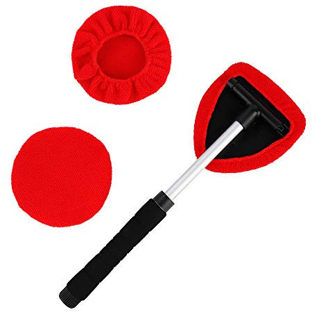 MaoXinTek Windshield Cleaner, Extendable Window Brush with 180 Swiveled Handle Kit Upgrade, Auto Car inside Cleaning Wash Tool Glass Duster Wiper Includes 2pcs Washable Pads