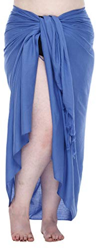 SHU-SHI Plus Size Sarong Wraps For Women Swimsuit Long Pareo Coverup Beach Wrap Skirt With Coconut Clip