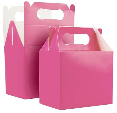 SHATCHI 30Pcs Light Pink Party Food Lunch Boxes Takeaway Containers 14x12x10 cm - Meal Treat, Candy, Cookie, Toys, Cake Packing for Kids Birthday, Wedding, Catering Events, Picnics Party Bags
