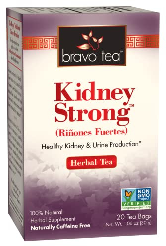 Bravo Tea Kidney Strong Herbal Tea Caffeine Free, 20 Tea Bags, 6 Count