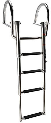 YaeMarine Stainless Steel in-Board 4 Step Pontoon Boat Ladder Telescoping Swim Ladder Folding Dock Ladder for Marine Boat Yacht Swimming Pool
