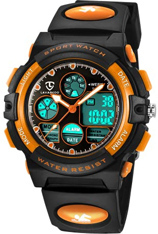 aswan watch Reloj Deportivos para Niños y Niña Resistente al Agua Digital Analógico Militares Impermeable Relojes Niño Naranja