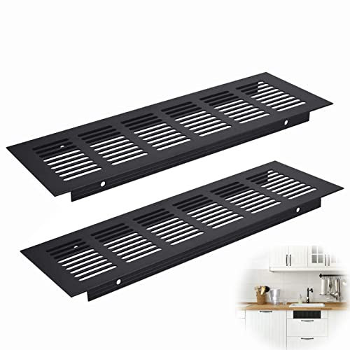 Negro Rejilla Ventilacion, 2 Piezas Rejilla de Ventilación Metalica Rejilla, Rejilla de Ventilación con Protección Contra Insectos, para La Ventilación de Armarios, Armarios y Baños