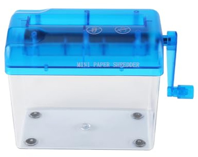 Destructeur Manuel, A6 Destructeur De Papier à Manivelle Portable Mini Outil De Coupe De Papier Document Machine De Découpe Droite Papeterie De Bureau pour école Bureau Maison(Bleu)