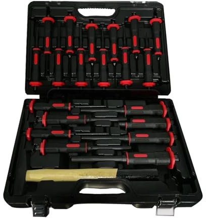 Gef-roy Coffret 21 pièces Outil de frappe, Chasse goupilles, Burins, Kraft Müller professionnel KM-21PCS Prise en main confortable