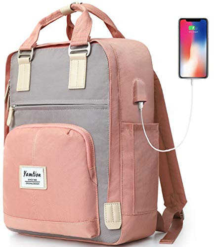 YAMTION Rucksack Damen 17 Zoll,Rucksack Schule Rucksack Frauen Schulrucksack Mädchen Teenager Schulranzen Schultasche Studenten für Universität Studium Lehrer Tagesrucksack für Arbeit Büro